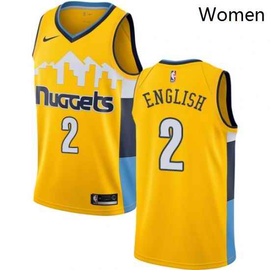 Womens Nike Denver Nuggets 2 Alex English Swingman Gold Alternate NBA Jersey Statement Edition